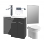 Signature Aalborg Bathroom Suite with LH Combination Unit 1100mm Wide - Anthracite Gloss