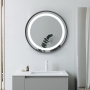 Signature Ava Round Front-Lit LED Bathroom Mirror with Demister Pad 600mm Diameter - Matt Black
