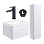 Signature Celeste Bathroom Suite with Wall Hung Vanity Unit and Tall Unit 600mm Wide - Matt White/Black