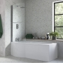 Signature Coast Supercast P-Shaped Shower Bath 1700mm x 700mm/850mm with Hinged Screen