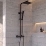 Signature Square Thermostatic Bar Mixer Shower with Shower Kit + Fixed Head - Matt Black