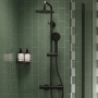 Signature Thermostatic Cool-Touch Bar Mixer Shower with Shower Kit + Fixed Head - Matt Black