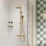 Signature Thermostatic Cool-Touch Bar Mixer Shower with Shower Kit + Fixed Head - Brushed Brass