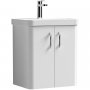 Curva Arc Wall Hung Vanity Unit with Chrome Handles - 500mm Wide - Gloss White