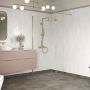 Signature Inca8 Brushed Brass Profile Wet Room Screen Side Panel with T-Peice 900mm Wide - 8mm Glass
