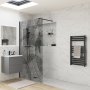 Signature Icon Black Leaf Wet Room Screen 1200mm Wide - 8mm Glass