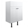 Signature Malmo Floor Standing 2-Door Vanity Unit 600mm Wide - Satin White Ash