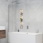 Signature Fixed Single Panel Bath Screen 1500mm H x 300mm W - Silver