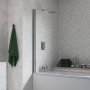 Signature Single Curved Hinged Bath Screen 1500mm High x 800mm Wide - 6mm Glass