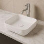 Signature Olmec Square Countertop Basin with Unslotted Waste 390mm Wide 0 Tap Hole - Matt White