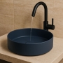 Signature Olmec Round Countertop Basin with Unslotted Waste 360mm Wide 0 Tap Hole - Matt Deep Blue