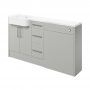 Signature Oslo LH 3-Drawer Combination Unit with Basin 1542mm Wide - Light Grey Gloss