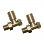 Signature Patterned Straight Radiator Valves Pair - Brushed Brass