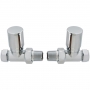 Signature Patterned Straight Radiator Valves (Pair) - Chrome