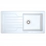Signature Prima Ceramic 1.0 Bowl Inset Kitchen Sink with Waste 1000mm L x 500mm W - Gloss White