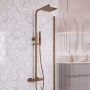 Signature React Square Thermostatic Bar Mixer Shower with Shower Kit + Fixed Head - Brushed Bronze
