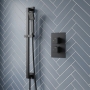 Signature React Thermostatic Concealed Shower Valve with Adjustable Slide Rail Kit - Matt Black