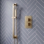 Signature React Thermostatic Concealed Shower Valve with Adjustable Slide Rail Kit - Brushed Brass