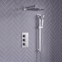 Signature React Thermostatic Triple Concealed Mixer Shower with Shower Kit + Fixed Shower Head - Chrome