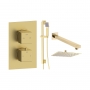 Signature React Thermostatic Dual Concealed Mixer Shower with Shower Kit + Fixed Shower Head - Brushed Brass