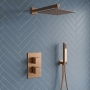 Signature React Thermostatic Dual Concealed Mixer Shower with Shower Kit + Fixed Shower Head - Brushed Bronze
