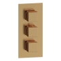 Signature React Thermostatic 2 Outlet Concealed Shower Valve Triple Handle - Brushed Bronze