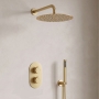 Signature Reflex Thermostatic Dual Concealed Mixer Shower with Shower Kit + Fixed Shower Head - Brushed Brass