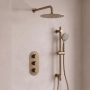 Signature Reflex Thermostatic Triple Concealed Mixer Shower with Shower Kit + Fixed Shower Head - Brushed Bronze
