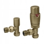 Signature Round Thermostatic Angled Radiator Valves Pair - Brushed Brass