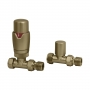 Signature Round Thermostatic Straight Radiator Valves Pair - Brushed Brass