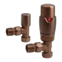 Signature Round Thermostatic Angled Radiator Valves Pair - Brushed Bronze