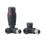Signature Round Thermostatic Corner Radiator Valve Pair - Anthracite