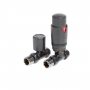Signature Round Thermostatic Straight Radiator Valve Pair - Anthracite