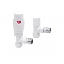 Signature Round Thermostatic Angled Radiator Valve Pair - White