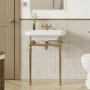 Signature Saga Basin with Brushed Brass Washstand 610mm Wide - 1 Tap Hole
