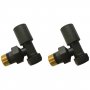 Signature Patterned Angled Radiator Valves (Pair) - Anthracite