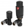 Signature Round Thermostatic Angled Radiator Valve Pair - Matt Black