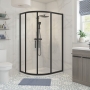Signature Verve Matt Black 2-Door Offset Quadrant Shower Enclosure - 6mm Glass