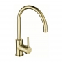 The 1810 Company Courbe Curved Spout Kitchen Sink Mixer Tap - Brushed Gold Brass