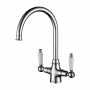 The 1810 Company Rodez Twin Lever Kitchen Sink Mixer Tap - Brushed Steel
