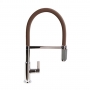 The 1810 Company Spirale Knurled Chrome Spout Sink Mixer Tap with Flexible Hose - Chocolate