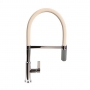 The 1810 Company Spirale Knurled Chrome Spout Sink Mixer Tap with Flexible Hose - Latte