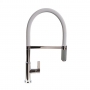 The 1810 Company Spirale Knurled Brushed Steel Spout Sink Mixer Tap with Flexible Hose - Light Grey