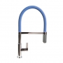 The 1810 Company Spirale Knurled Chrome Spout Sink Mixer Tap with Flexible Hose - Mid Blue