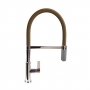 The 1810 Company Spirale Knurled Brushed Steel Spout Sink Mixer Tap with Flexible Hose - Mocha