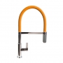 The 1810 Company Spirale Knurled Chrome Spout Sink Mixer Tap with Flexible Hose - Orange