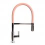 The 1810 Company Spirale Knurled Chrome Spout Sink Mixer Tap with Flexible Hose - Pastel Pink
