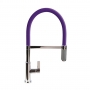 The 1810 Company Spirale Knurled Brushed Steel Spout Sink Mixer Tap with Flexible Hose - Wine