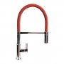 The 1810 Company Spirale Chrome Spout Sink Mixer Tap with Flexible Hose - Red