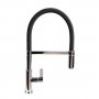 The 1810 Company Spirale Brushed Steel Spout Sink Mixer Tap with Flexible Hose - Black